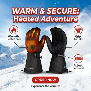 High Quality Cotton Waterproof Touchscreen Compatible Winter Insulated Heated Thermal Ski Snowboarding Motorcycle Gloves Battery