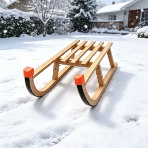 High Quality Natural Beech Wooden Snow Sled Durable Outdoor Winter Sports Toboggan for Kids & Adults Snow Fun
