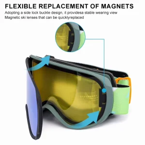 High Quality TPU Material UV400 Protection Anti Fog Unisex Ski Goggles Custom Color Lens Snowboard Luxury Magnetic Adult