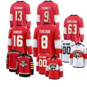 High quality Florida Fully Stitched Name Number Logo #63 Marchand #16 Barkov #13 Reinhart #9 Bennett Ice Hockey Jersey