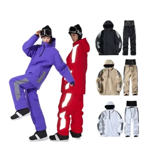 High quality Outdoor Unisex Waterproof Breathable Windproof Polartec Ski Suit Set Warm Snowboarding Outfit 10 000mm Tex