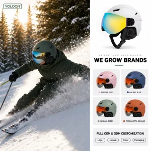 Hot Selling CE EN 1077 Certified Ski Helmet With Lens Adults Breathable Safety Snow Helmet Head Protective Snowboard Helmet