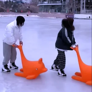 Ice Play Equipment OEM Logo Dolphin Ice Booster for Kids Beginner Ice Skate Helper HDPE Plastic Nontoxic 10 Year Warranty