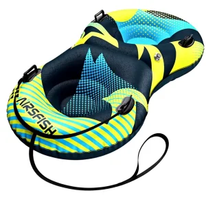 Inflatable Foldable Double Ski Snow Tube with Tow Line, Durable Wear-Resistant Frostproof PVC for Winter