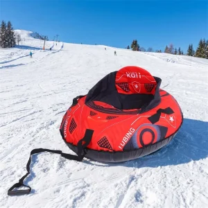 Inflatable Foldable PVC and Oxford Cloth Snow Tube Sled with Backrest for Kids and Adults