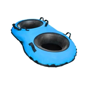 Inflatable Plastic Double-Rider Snow Tube with Durable Nylon Top