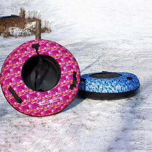 Inflatable SnowTube Heavy Duty Hard Bottom Children Adult Winter Ski Sled Outdoor Sports with Handle Nylon Cover Custom Logo
