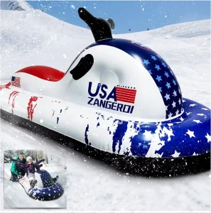 Inflatable Snowmobile Rider Snow Tube with Reinforced Handles for Kids and Adults
