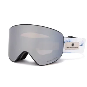 Julong Sports Ski Snowboard Goggles Magnet Dual Layers Silver Lens Anti Fog UV Protection Anti Slip Strap Design for Men Women