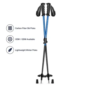 Junior Adjustable Ski Poles Aluminum Carbon Lightweight Snow Poles for Kids Ski Training OEM