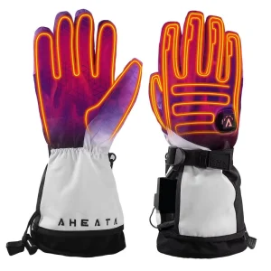 KS230 Heated Waterproof Twill Fabric Gloves for Men and Women, Rechargeable 6400mAh Battery, UV Protection, Non-Slip for Skiing