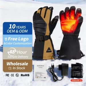 KS230 Men’s Winter Motorcycle Gloves with Rechargeable Battery, Twill Fabric, Waterproof UV Protection, and Heated Hand Warmer