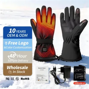 KS230 Thin Heated Waterproof Gloves Rechargeable Ultra Slim Touchscreen Long-Lasting Warm Inner Ski Winter Liner Gloves