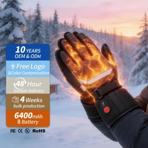 KS230 Waterproof Touchscreen Winter Electric Heated Cross-Country Ski Gloves with Pull-On Closure