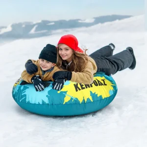 Kenpuaz PVC Inflatable Snow Tube 41 Inch Durable Sled Snow Toys for Kids Winter Outdoor Sledding Sports Snow Sledge