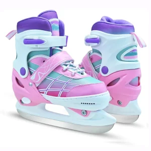 Kids Adjustable Pink Ice Skates for Outdoor and Rink Use