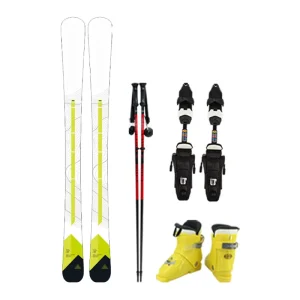 Kids All Terrain Double Ski Set with Poplar Wood Core for Multiple Snow Conditions