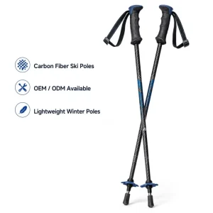 Kids Carbon Composite Ski Poles Junior Snow Ski Sticks Lightweight Custom Color OEM Supplier
