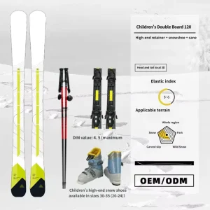 Kids Double Ski Full Equipment Head Tail 3D Design Poplar Wood Core Waterproof Wear Resistant Professional Winter Eco Friendly