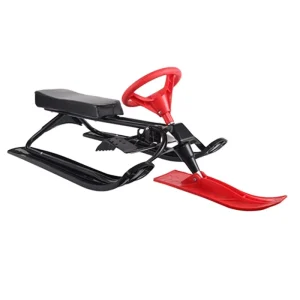 Kids Plastic & Steel Bike Sled with Steering Wheel 7KG 123x50x38cm for Skiing