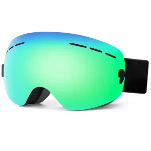 Kids Sports Ski Goggles Anti-Fog Sunglasses with Pink, Red, Silver, Green, or Yellow PC Lenses