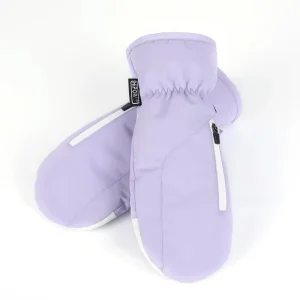 Kids Warm Lined Ski Gloves with Zip for Snowboarding