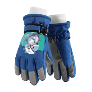 Kids’ Waterproof Polyester Ski Gloves with Split Fingers for Outdoor Activities