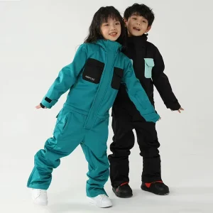 Kids’ Winter One-Piece Ski Suit Warm Windproof Waterproof Thickened