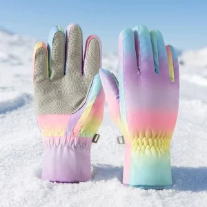 Kids’ Winter Snow Ski Gloves for Boys and Girls Waterproof Thermal Polyester and Cotton Windproof Outdoor