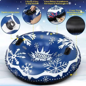 Kids’ and Adults’ Thickened Wear-Resistant PVC Inflatable Snow Tube for Skiing and Sledding