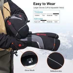 Leather Electric Self-Heating Snowboarding Gloves with UV Protection and High Insulation