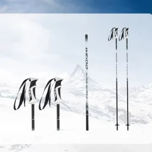 Lightweight 80% Carbon Fiber Nordic Alpine and Cross Country Ski Poles with Carbon Tungsten Steel