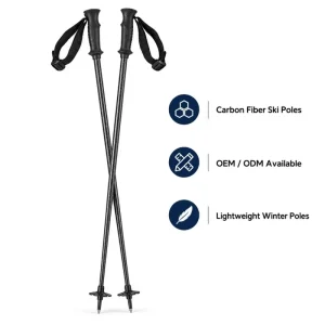 Lightweight Carbon Race Style Ski Poles Slim Fixed Alpine Poles With Rubber Grip Factory