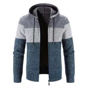 Logo Sport Knitted Sweater Full Zip up Hoodie for Men
