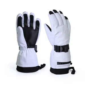 MOON Unisex Winter Ski Gloves Split Finger Non Slip Windproof PU Leather with Fleece Lining Thermal Cross Country Skiing Gear