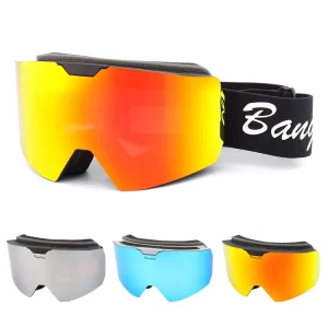 Magnetic Interchangeable Anti-Fog Cylindrical Snowboard Ski Goggles Blue Silver Pink Gold