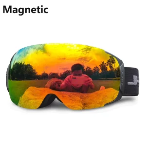 Magnetic Ski Goggles Polarized Anti-Fog Lens Helmet-Compatible Snowboard Safety Glasses