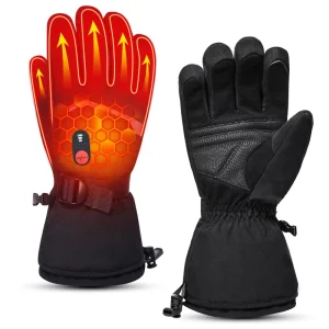 Men and Women’s Waterproof Ski Gloves with Touch Screen and Heated Battery Power Rechargeable