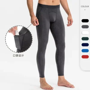 Men’s Compression Running Basketball Training Pants with Phone Pocket