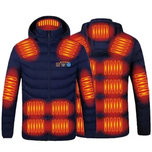 Men’s Heated USB Puffer Jacket for Snowboarding with Zipper