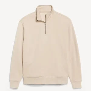 Men’s Plain Quarter-Zip Cotton Hoodie Sweatshirt