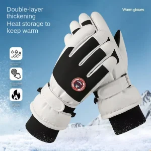 Men’s Polyester Ski Gloves, Fleece-Lined, Non-Slip and Touchscreen Compatible