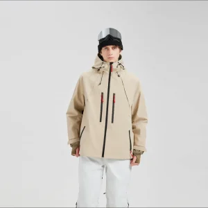 Men’s Ski Jacket Waterproof Windproof Warm Breathable Hooded for Outdoor Use