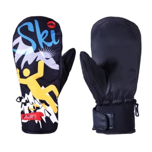 Mens Snow Ski Gloves PU Leather Snow Mittens