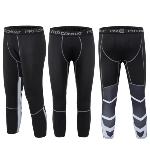 Men’s Sublimation Compression Pants for Gym Training and Running