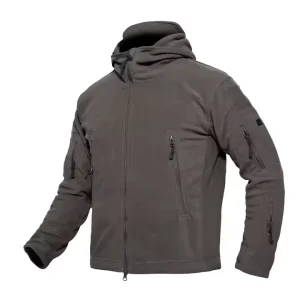 Men’s Tactical Softshell Fleece Jacket Polar Tec Hood Winter Sports Gear for Hunting Stand Plain Dyed Outdoor Sports Clothing