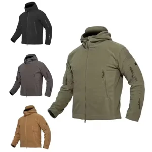 Men’s Tactical Softshell Fleece Jacket for Outdoor Sports, Winter Hunting and Hiking