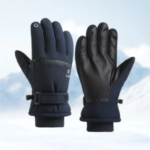 Men’s Warm Ski Gloves Waterproof Breathable Touchscreen with Zipper Ski Pass Pocket Outdoor Cycling Factory Direct Sale