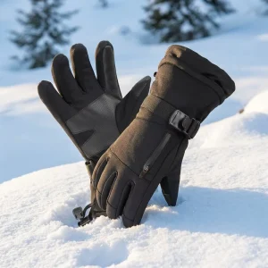 Men’s Waterproof Ski Gloves with Zipper Pocket Thermal Snowboard Gloves for Extreme Cold Weather