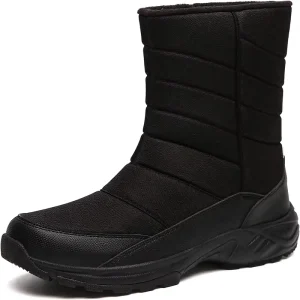 Men’s Waterproof Snow Boots Mid Calf Fur Lining Insulated Winter Footwear Anti Slip Sole Cold Weather Outdoor Activities OEM ODM